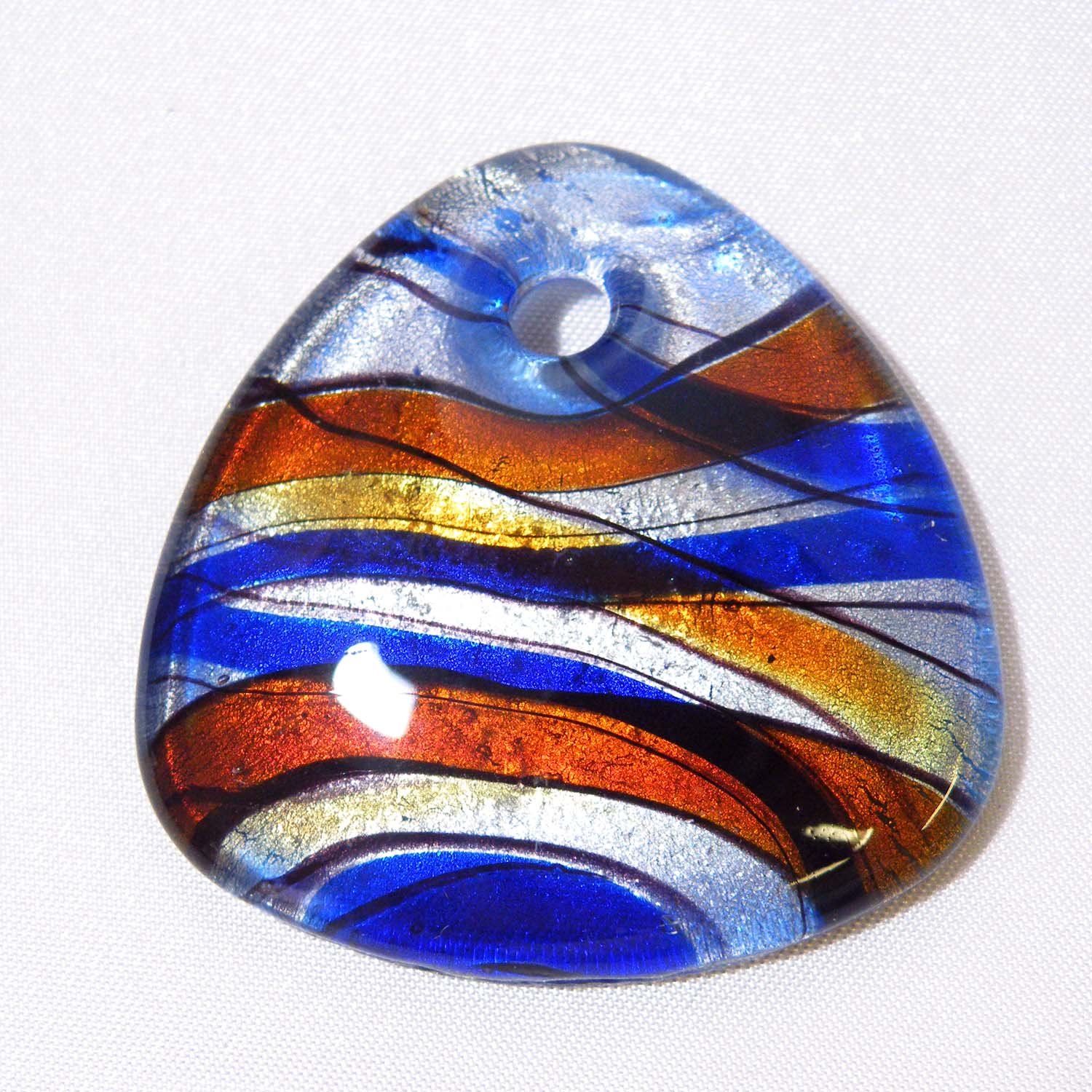 Amazon | [ベネチアンガラス風ペンダントトップ] 三角vene-53 (ブルー